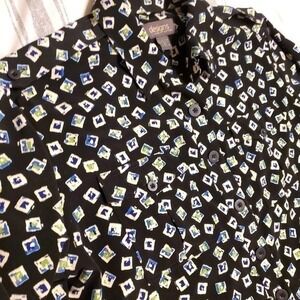 Black Career Midi Dress Multicolor Geometric Tab Sleeve Casual 14